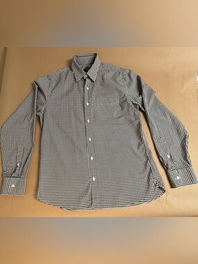 Club Monaco Black and White Gingham Button-Down Shirt